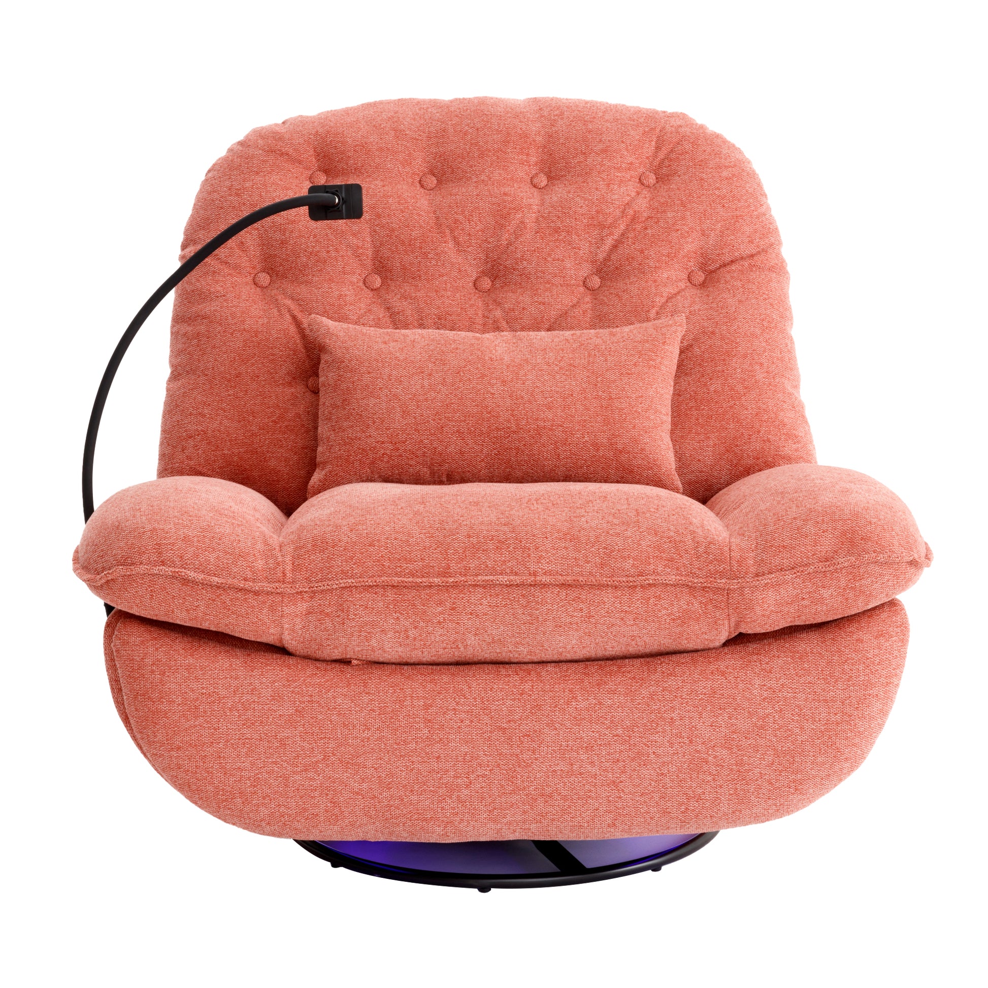 270 Degree Swivel Power Recliner With Voice Control, Bluetooth Music Player,Usb Ports, Atmosphere Lamp, Hidden Arm Storage And Mobile Phone Holder For Living Room, Bedroom, Apartment, Red Red Foam Linen