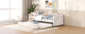 Twin Size Upholstered Daybed With Light And Usb Port, Beige Beige Upholstered