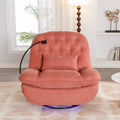 270 Degree Swivel Power Recliner With Voice Control, Bluetooth Music Player,Usb Ports, Atmosphere Lamp, Hidden Arm Storage And Mobile Phone Holder For Living Room, Bedroom, Apartment, Red Red Foam Linen