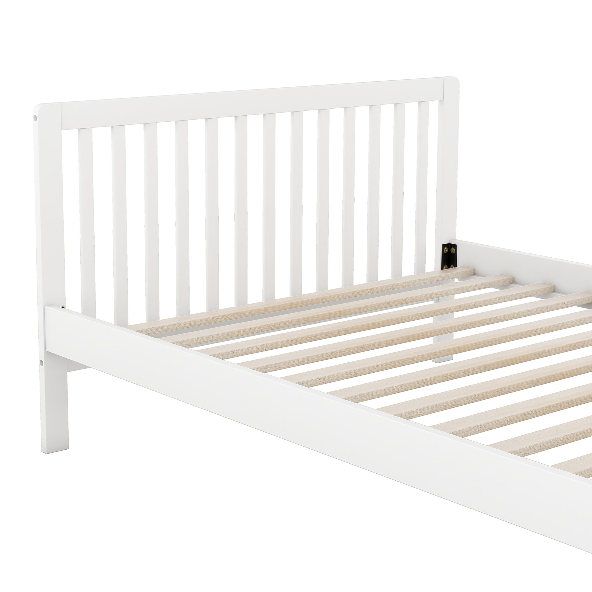 Convertible Crib Full Size Bed With Changing Table, White White Solid Wood