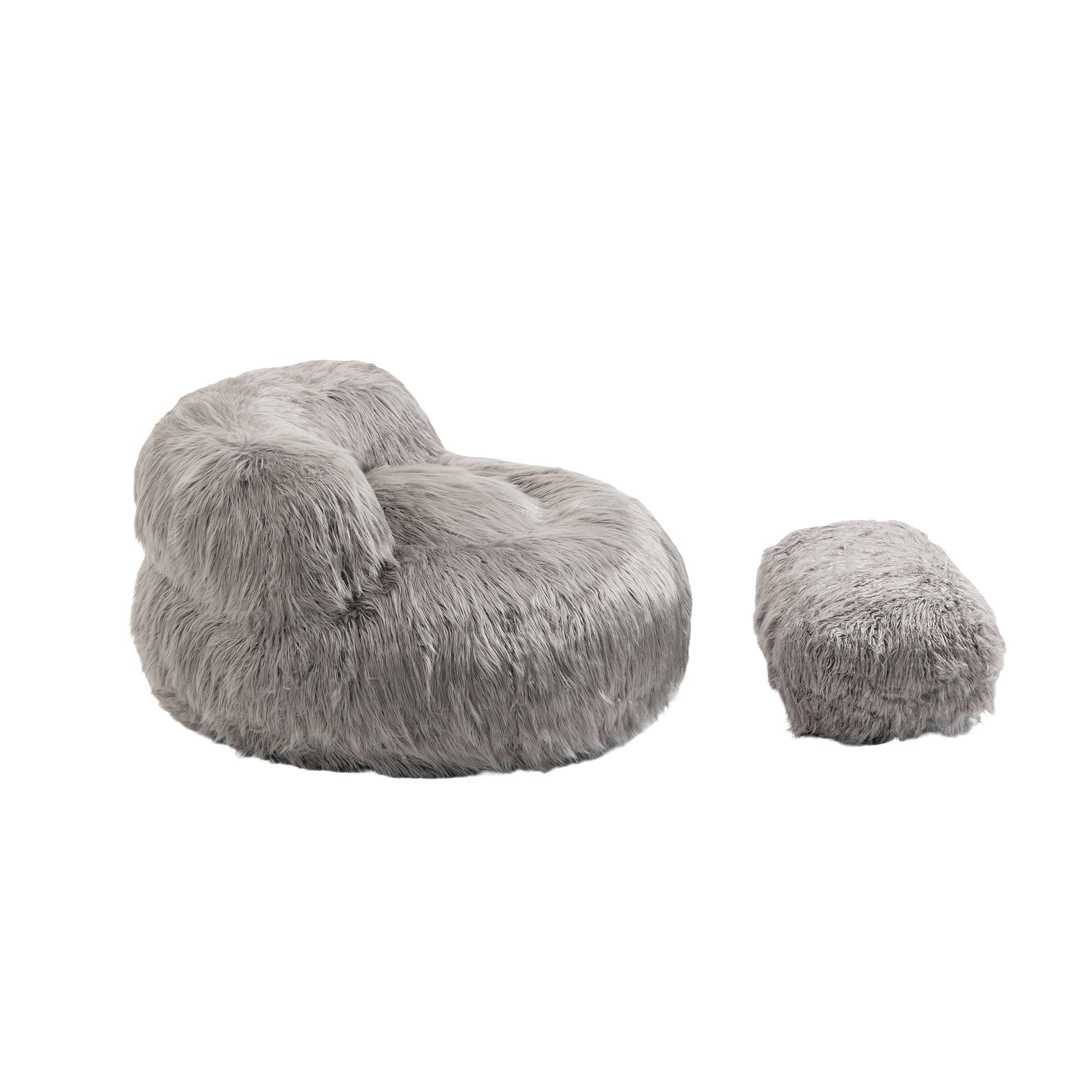 Coolmore Bean Bag Chair, Floor Sofa With Handle,Accent Sofa Chair With Ottoman For Gaming Reading Relaxing Gray Gray Plush