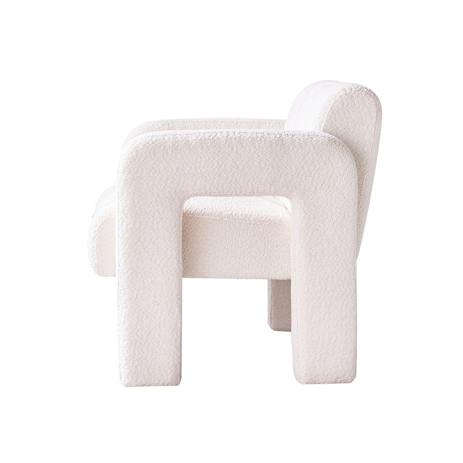 31.10" Wide Boucle Upholstered Accent Chair Beige Primary Living Space Modern Fiber Foam And Polyester Fiber Pad Boucle