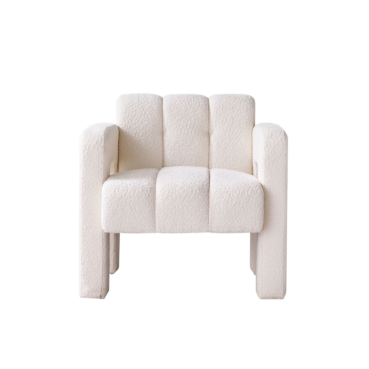 31.10" Wide Boucle Upholstered Accent Chair Beige Primary Living Space Modern Fiber Foam And Polyester Fiber Pad Boucle