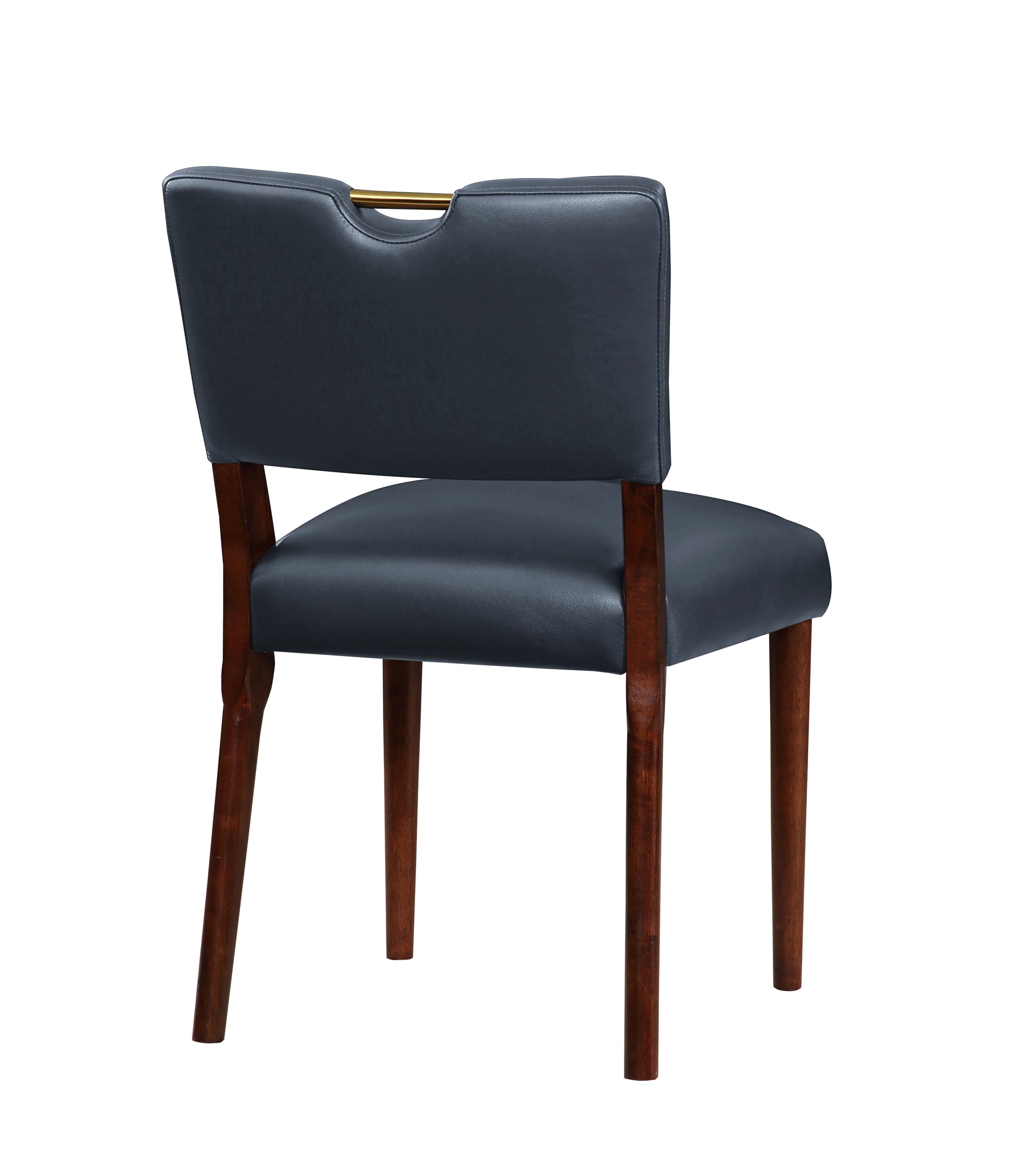 Bryson Midnight Blue Faux Leather Dining Chair Set Of 2 Dark Navy Foam Solid Wood