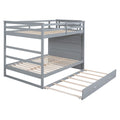 Full Over Full Bunk Bed With Twin Size Trundle And Staircase, Gray Gray Solid Wood