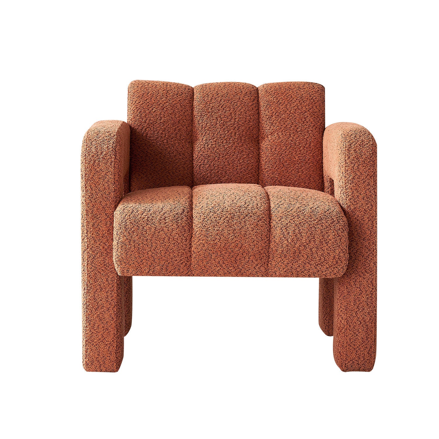 31.10" Wide Boucle Upholstered Accent Chair Orange Primary Living Space Modern Fiber Foam And Polyester Fiber Pad Boucle