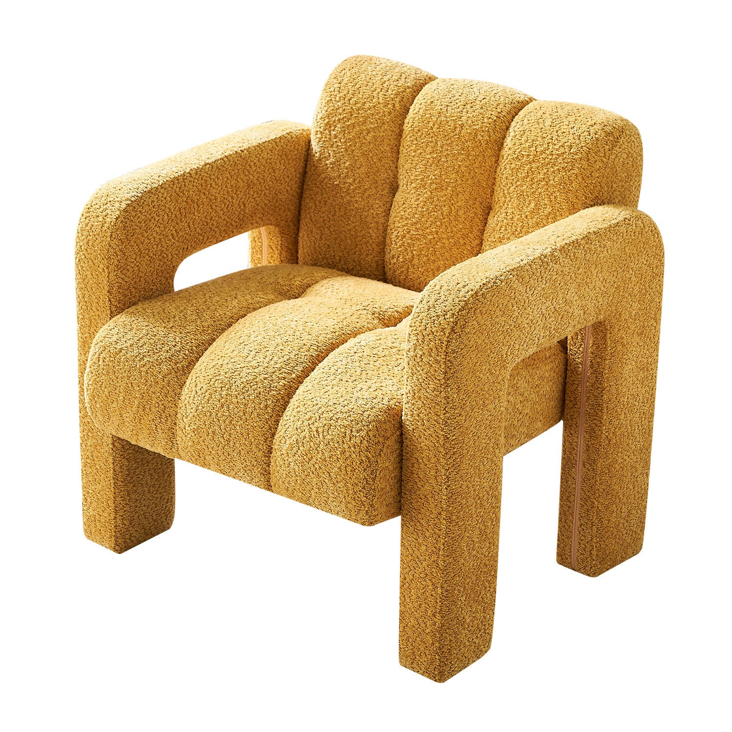 31.10" Wide Boucle Upholstered Accent Chair Yellow Primary Living Space Modern Fiber Foam And Polyester Fiber Pad Boucle