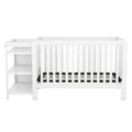 Convertible Crib Full Size Bed With Changing Table, White White Solid Wood