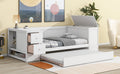 Twin Size Daybed With Storage Arms, Trundle And Charging Station, White Box Spring Not Required Twin White Wood Daybeds Solid Wood Mdf