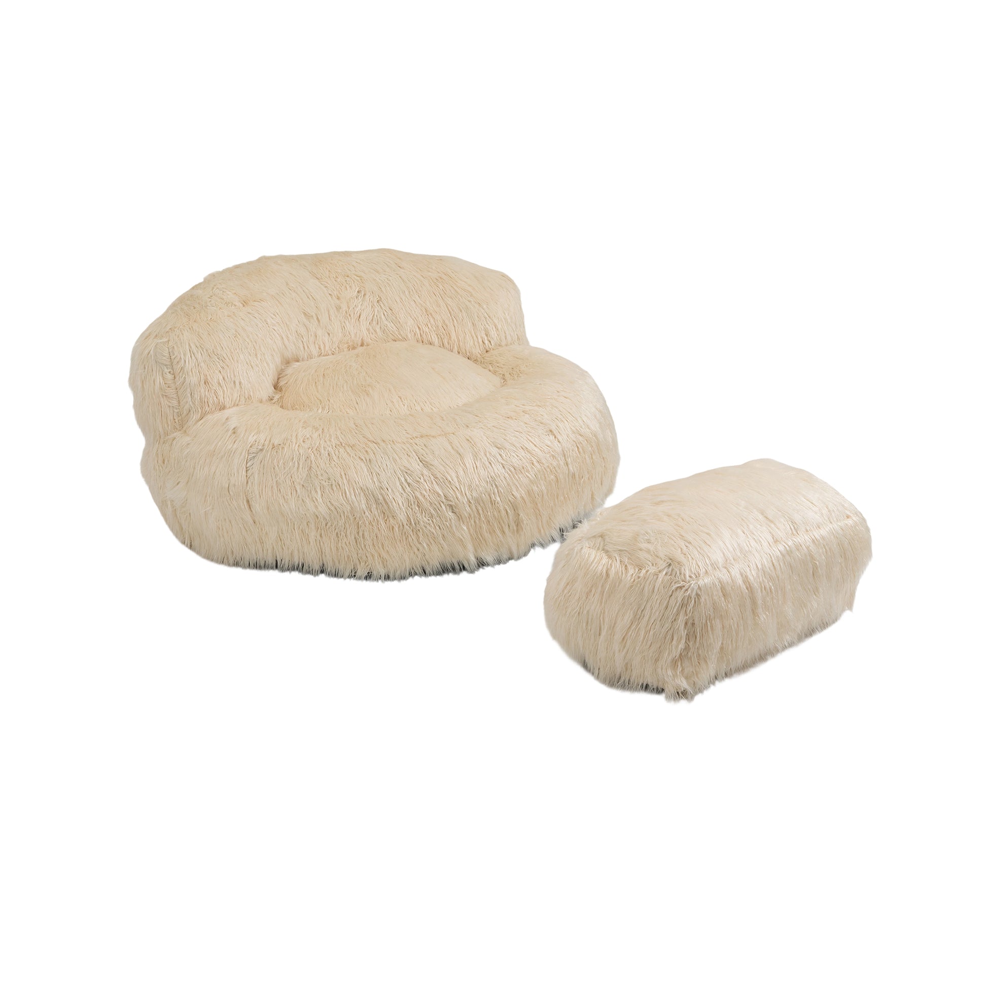 Coolmore Bean Bag Chair, Floor Sofa With Handle,Accent Sofa Chair With Ottoman For Gaming Reading Relaxing Beige Beige Foam Plush