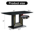 Table And Chair Set, 1 Table, 4 Pu Chairs. Black Imitation Marble Pattern Desktop. Black Mdf Table Legs. Chair With Orange Dark Gray Dual Tone Pu Leather Backrest And Black Metal Legs F Sq C 007 Black Mdf Glass