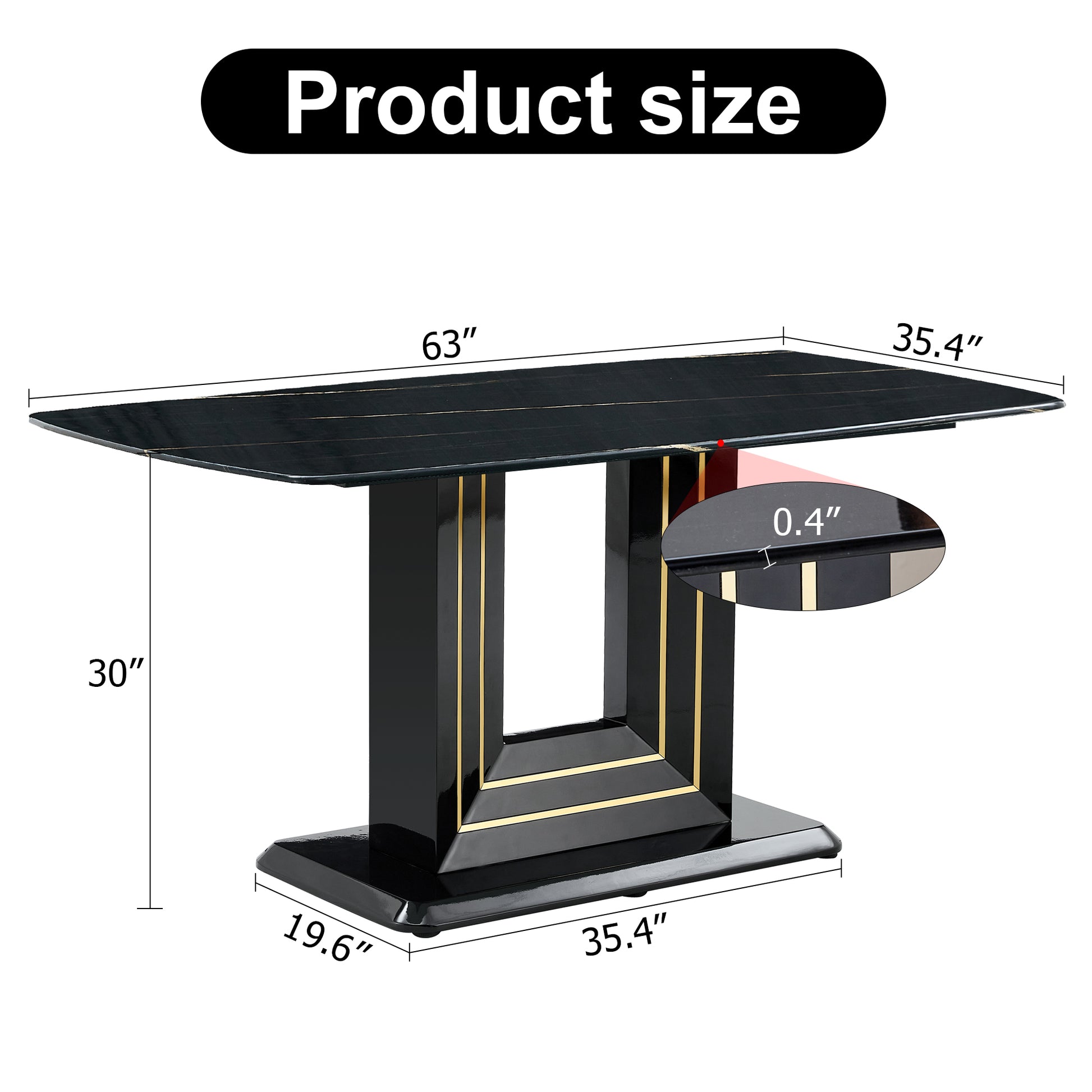 Table And Chair Set, 1 Table, 4 Pu Chairs. Black Imitation Marble Pattern Desktop. Black Mdf Table Legs. Chair With Orange Dark Gray Dual Tone Pu Leather Backrest And Black Metal Legs F Sq C 007 Black Mdf Glass