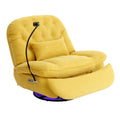 270 Degree Swivel Power Recliner With Voice Control, Bluetooth Music Player,Usb Ports, Atmosphere Lamp, Hidden Arm Storage And Mobile Phone Holder For Living Room, Bedroom, Apartment, Yellow Yellow Foam Linen