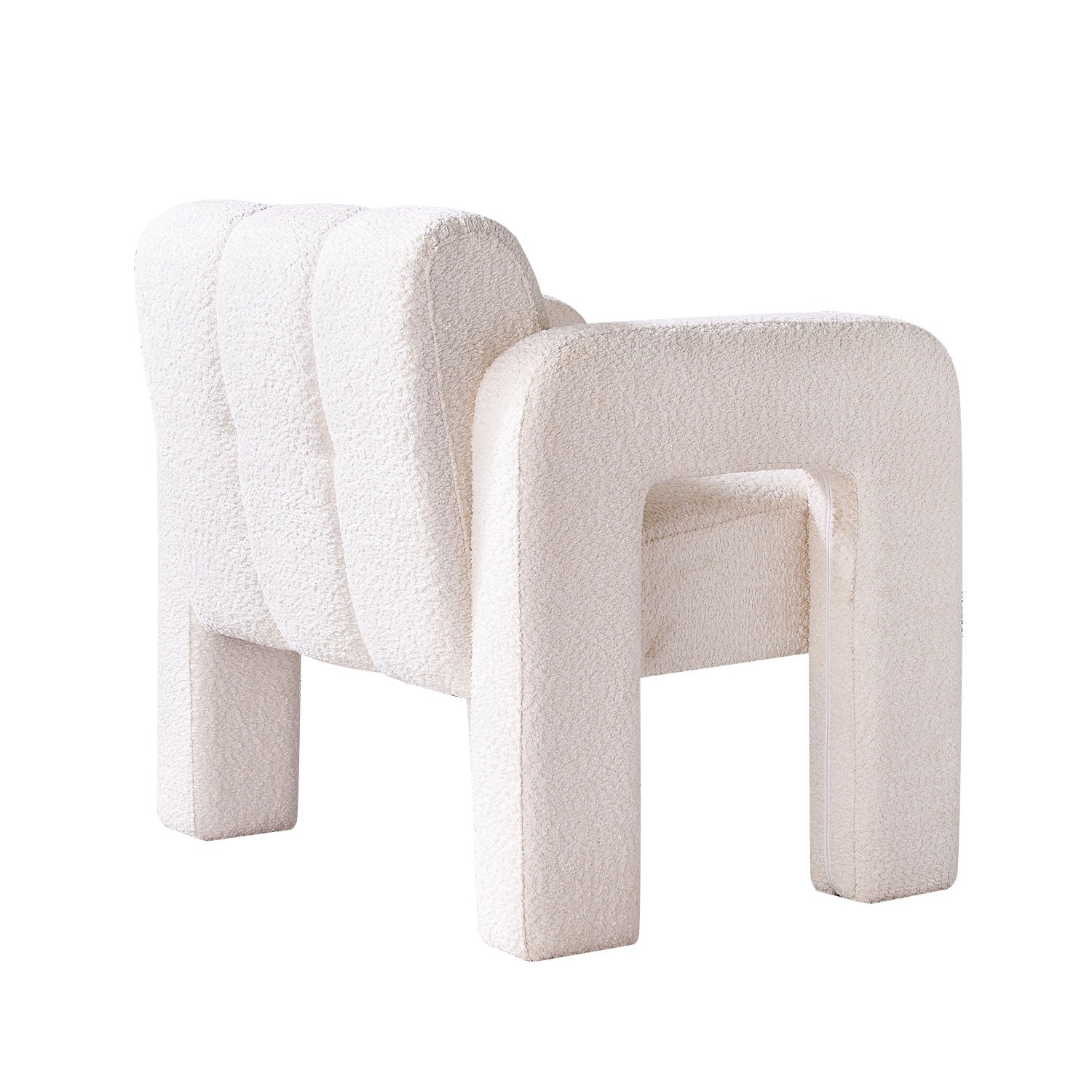 31.10" Wide Boucle Upholstered Accent Chair Beige Primary Living Space Modern Fiber Foam And Polyester Fiber Pad Boucle