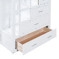 Full Over Full Bunk Bed With Twin Size Trundle And Staircase, White White Solid Wood