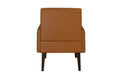 Luxurious Living Room Furniture Accent Chair With Arm, Brown Leather Like Upholstery Chair Wooden Legs Brown Luxury Wood