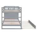 Full Over Full Bunk Bed With Twin Size Trundle And Staircase, Gray Gray Solid Wood