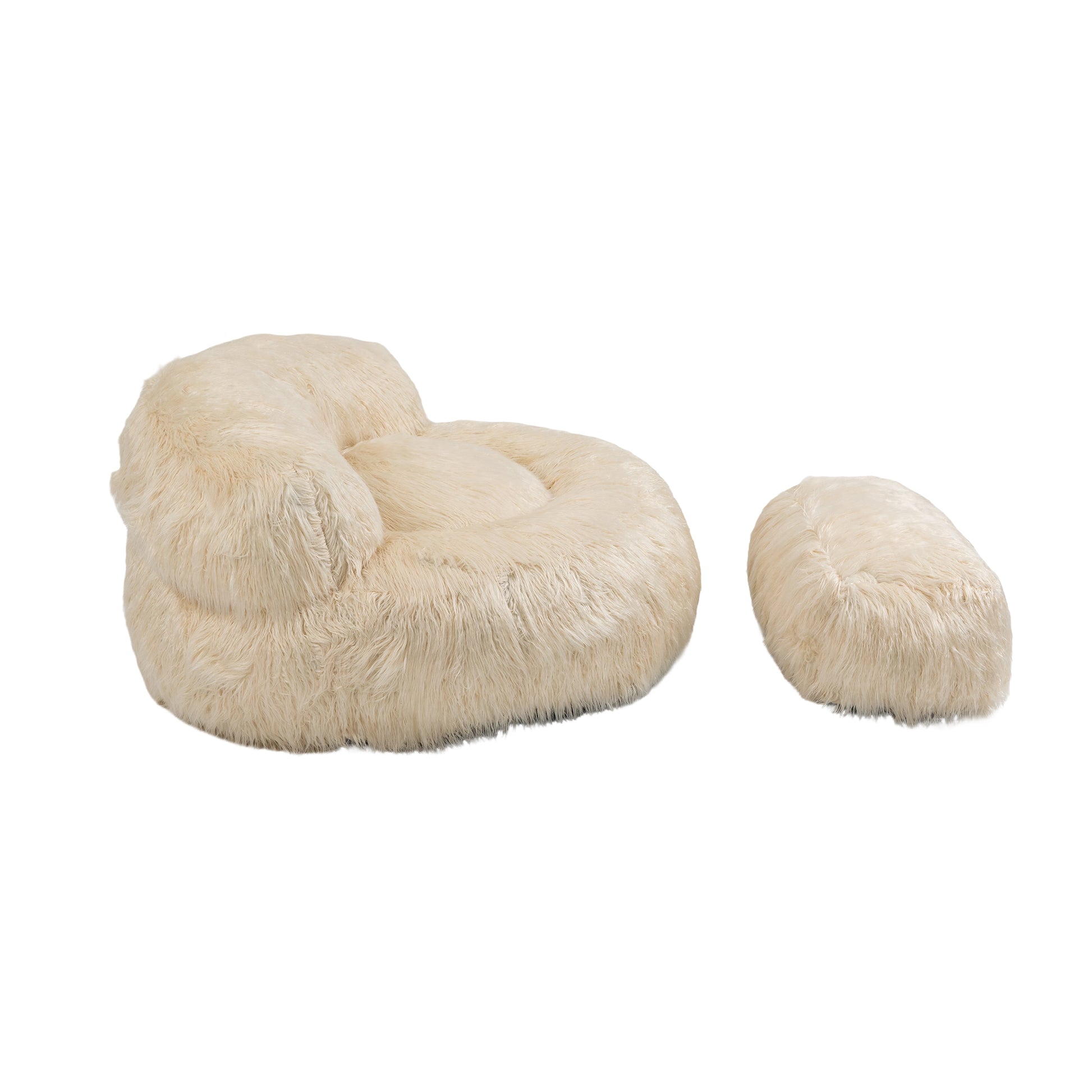 Coolmore Bean Bag Chair, Floor Sofa With Handle,Accent Sofa Chair With Ottoman For Gaming Reading Relaxing Beige Beige Foam Plush