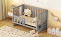 Convertible Crib Full Size Bed With Changing Table, Gray Gray Solid Wood