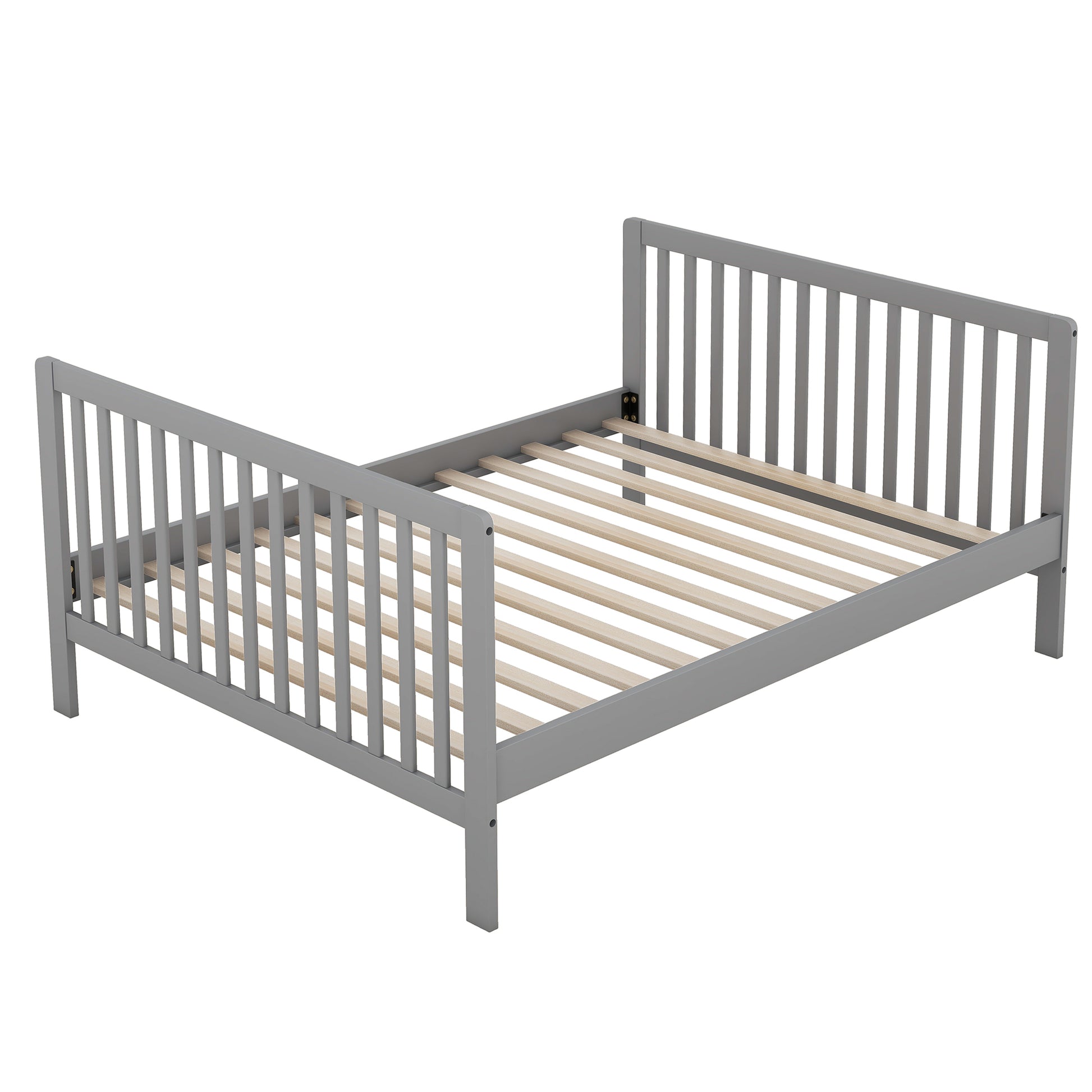 Convertible Crib Full Size Bed With Changing Table, Gray Gray Solid Wood