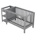 Convertible Crib Full Size Bed With Changing Table, Gray Gray Solid Wood