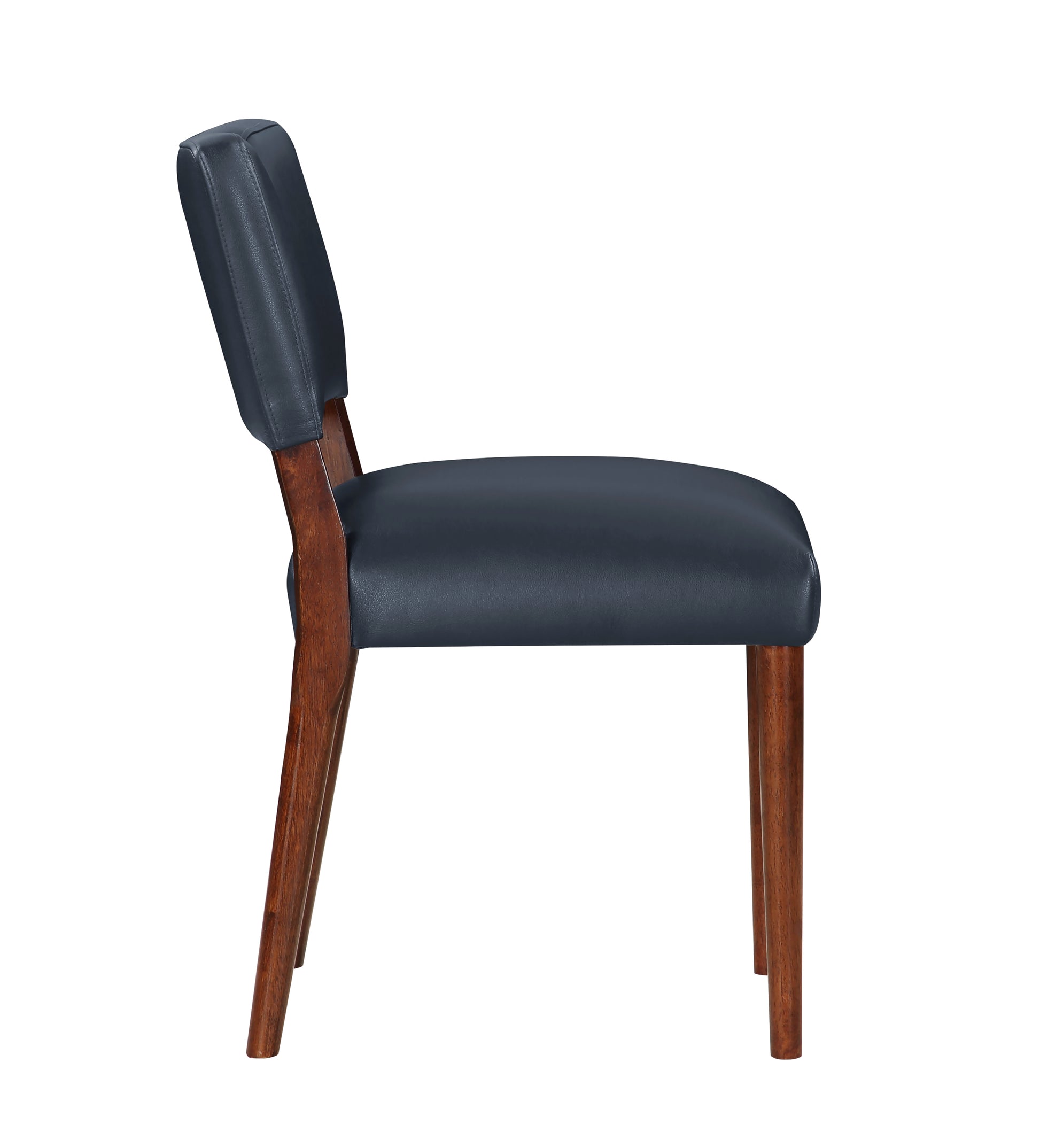 Bryson Midnight Blue Faux Leather Dining Chair Set Of 2 Dark Navy Foam Solid Wood