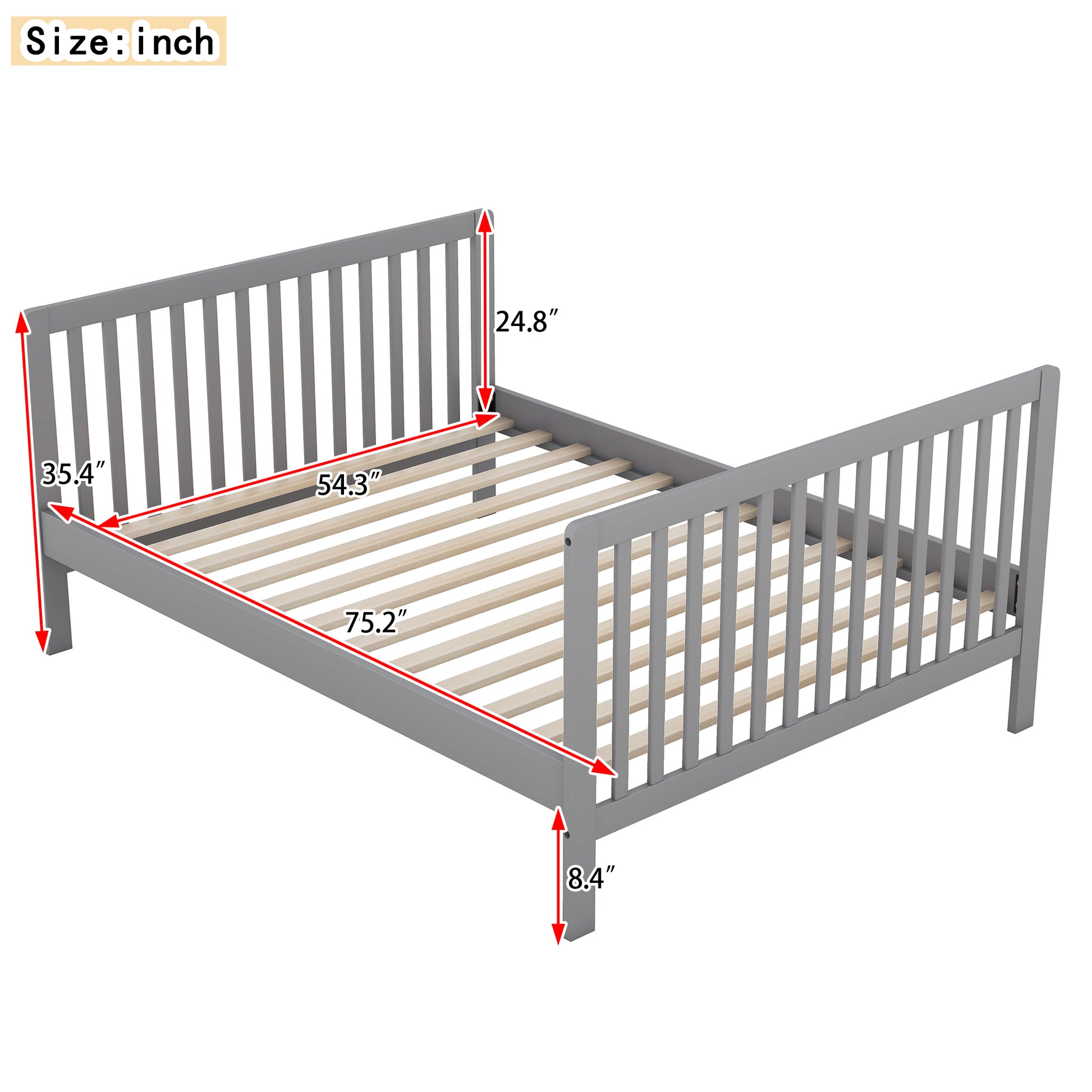 Convertible Crib Full Size Bed With Changing Table, Gray Gray Solid Wood