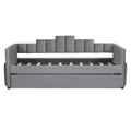 Twin Size Upholstered Daybed With Light And Usb Port, Gray Gray Upholstered