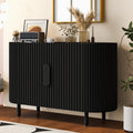 Curved Design Light Luxury Sideboard With Adjustable Shelves,Suitable For Living Room,Study And Entrance Black Mdf