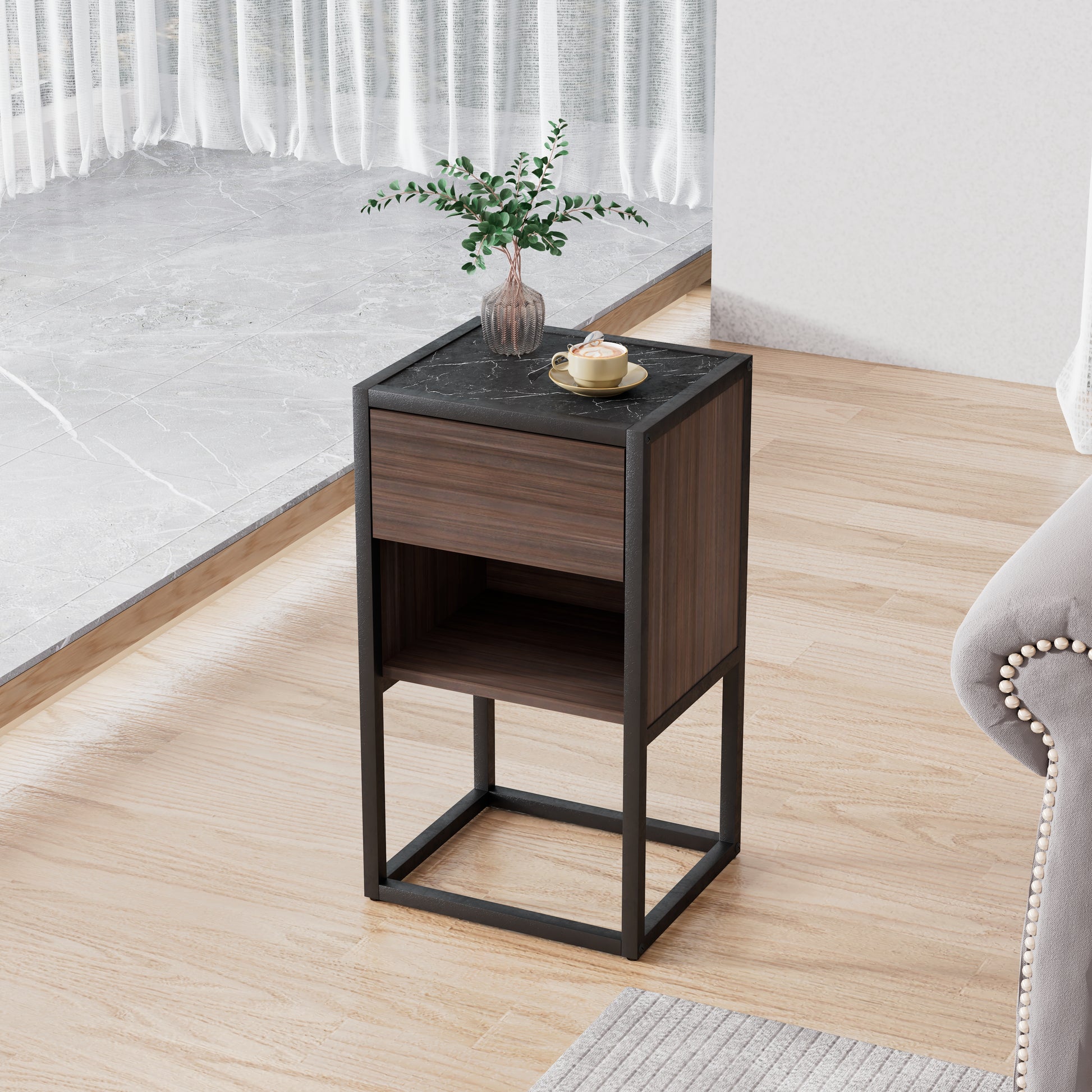 Armando Living Room Side Cabinet, Corner Cabinet, Bedroom Night Stand Wood Particle Board
