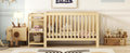 Convertible Crib Full Size Bed With Changing Table, Natural Natural Solid Wood