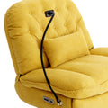 270 Degree Swivel Power Recliner With Voice Control, Bluetooth Music Player,Usb Ports, Atmosphere Lamp, Hidden Arm Storage And Mobile Phone Holder For Living Room, Bedroom, Apartment, Yellow Yellow Foam Linen