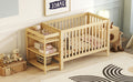 Convertible Crib Full Size Bed With Changing Table, Natural Natural Solid Wood