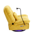 270 Degree Swivel Power Recliner With Voice Control, Bluetooth Music Player,Usb Ports, Atmosphere Lamp, Hidden Arm Storage And Mobile Phone Holder For Living Room, Bedroom, Apartment, Yellow Yellow Foam Linen