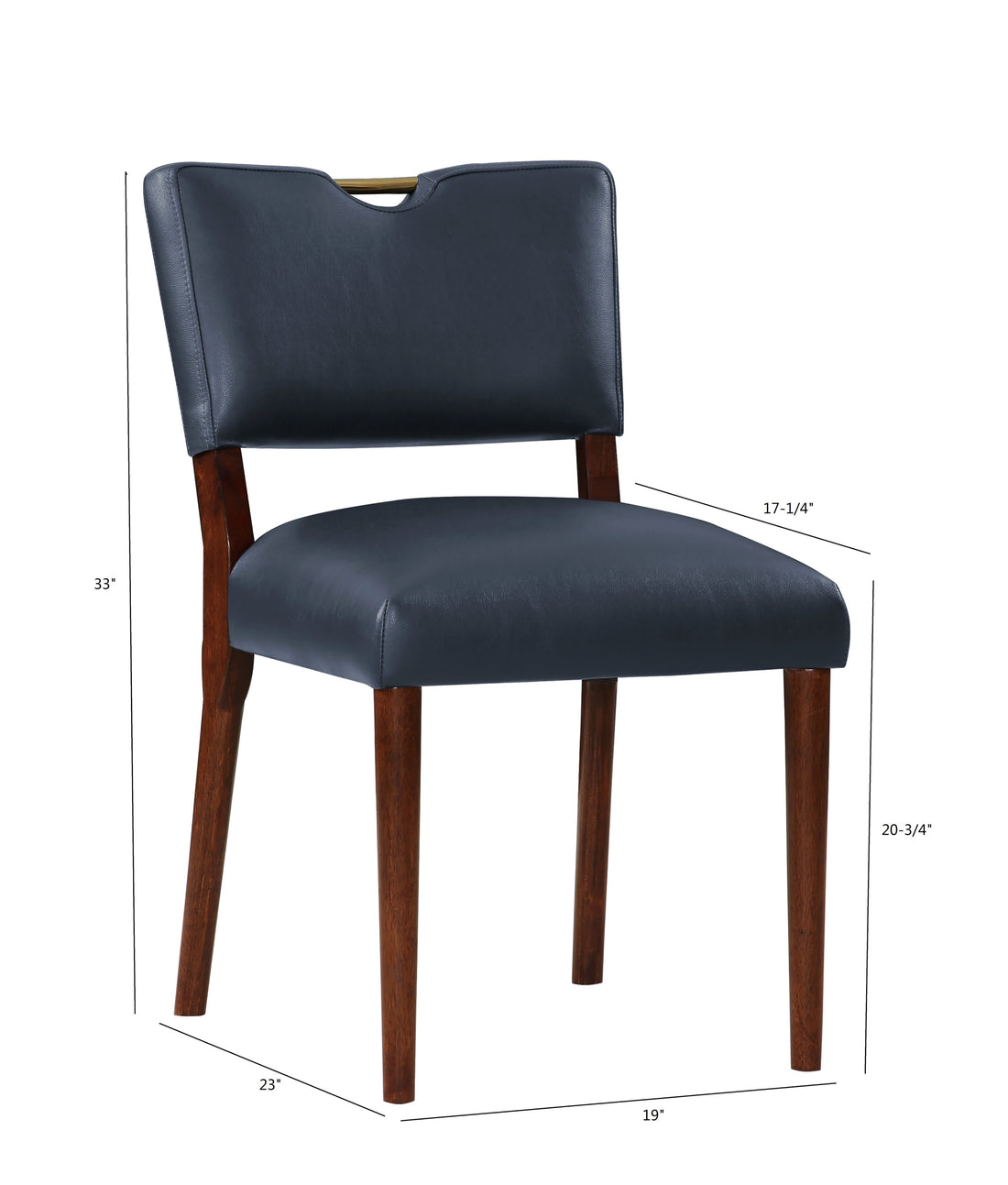 Bryson Midnight Blue Faux Leather Dining Chair Set Of 2 Dark Navy Foam Solid Wood