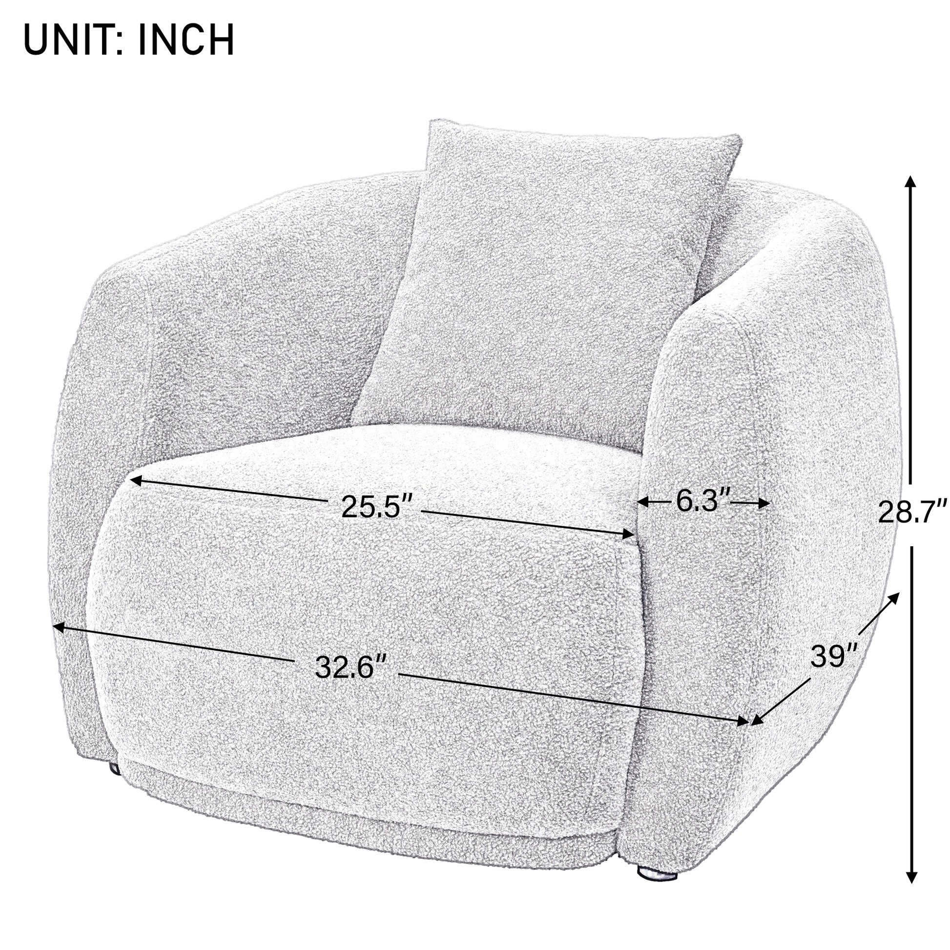 Upholstered Sofa Set,Modern Arm Chair For Living Room And Bedroom,With 5 Pillows Grey Polyester