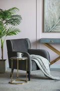 Gray Accent Chair, Fabric Upholstered Comfy Reading Armchair For Living Room, Bedroom Single Seat Sofa Chair, 27