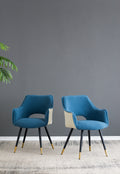 Set Of 2 Blue Fabric Side Chair, Living Room Bedroom Kitchen Vanity Accent Chair, 23