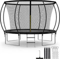 Simple Deluxe Recreational Trampoline With Enclosure Net 12Ft Wind Stakes Outdoor Trampoline For Kids And Adults Family Happy Time, Astm Approved Black 12Ft Black Polypropylene