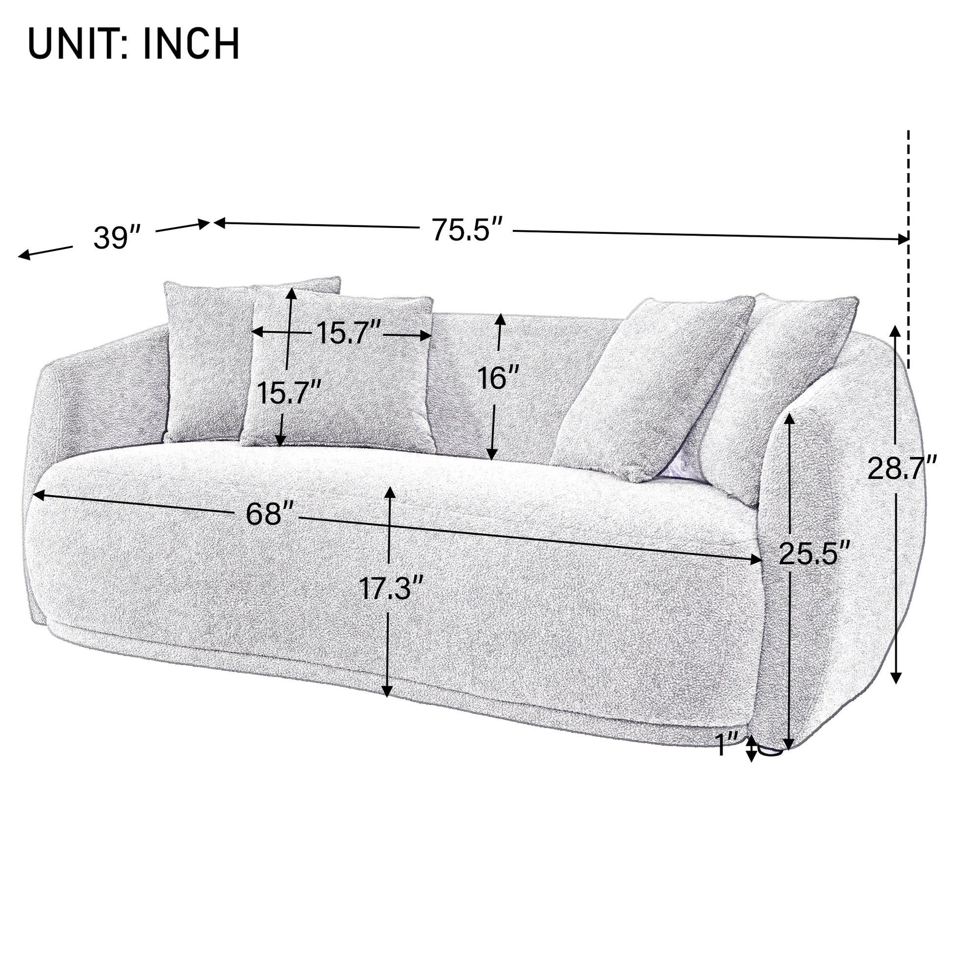 Upholstered Sofa Set,Modern Arm Chair For Living Room And Bedroom,With 5 Pillows Grey Polyester