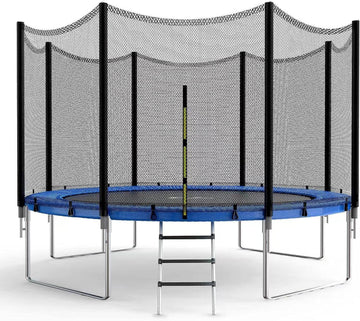 Simple Deluxe Trampoline For Kids With Safety Enclosure Net 14Ft Wind Stakes Simple Deluxe 400Lbs Weight Capacity Outdoor Backyards Trampolines With Non Slip Ladder For Children Adults Family, Blue Black Polypropylene