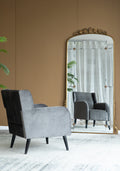 Gray Accent Chair, Fabric Upholstered Comfy Reading Armchair For Living Room, Bedroom Single Seat Sofa Chair, 27