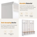 Wide Design Hall Tree With Storage Bench, Minimalist Shoe Cabinet With Cube Storage & Shelves, Multifunctional Coat Rack With 8 Hooks For Entryways, Mudroom, White White Primary Living Space