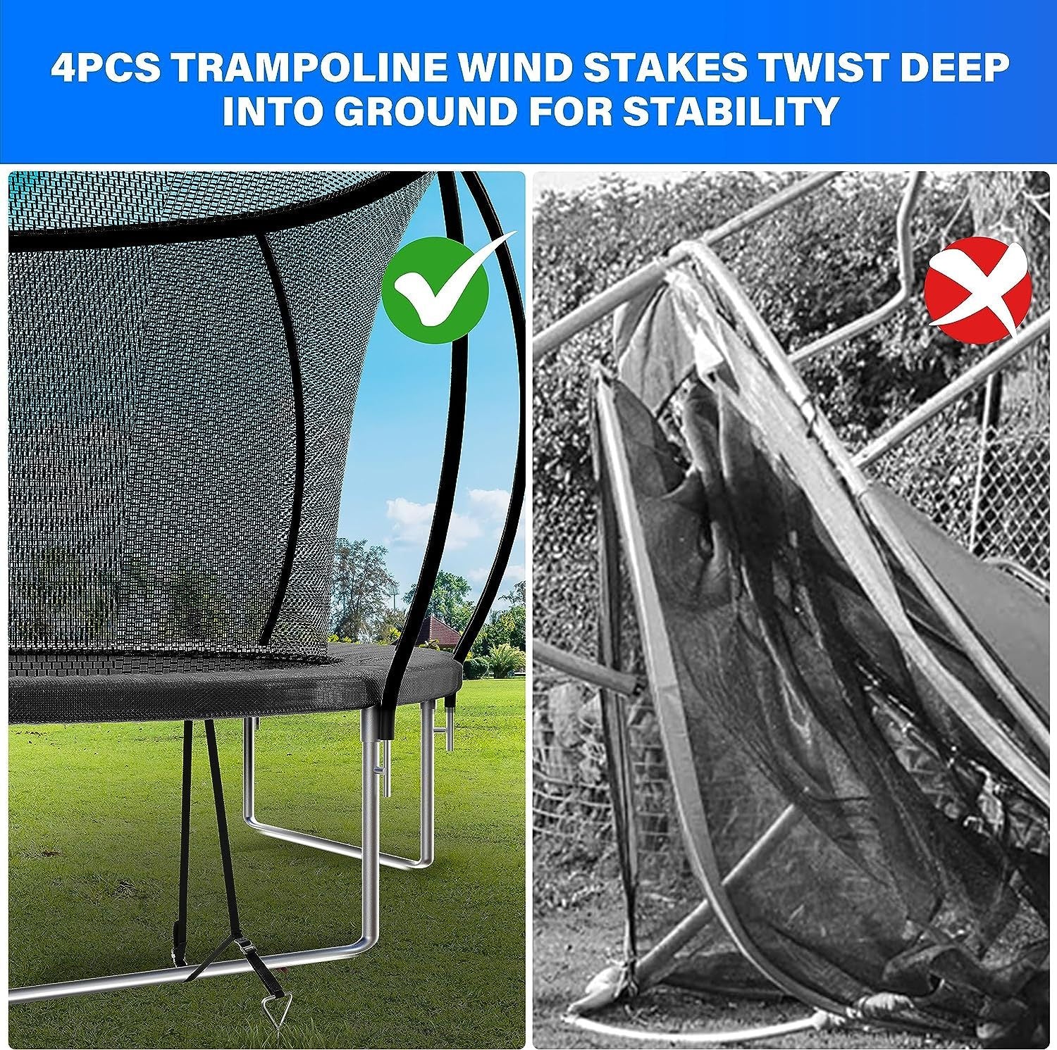 Simple Deluxe Recreational Trampoline With Enclosure Net 12Ft Wind Stakes Outdoor Trampoline For Kids And Adults Family Happy Time, Astm Approved Black 12Ft Black Polypropylene