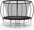 Simple Deluxe Recreational Trampoline With Enclosure Net 14Ft Wind Stakes Outdoor Trampoline For Kids And Adults Family Happy Time, Astm Approved Black 14Ft Black Polypropylene