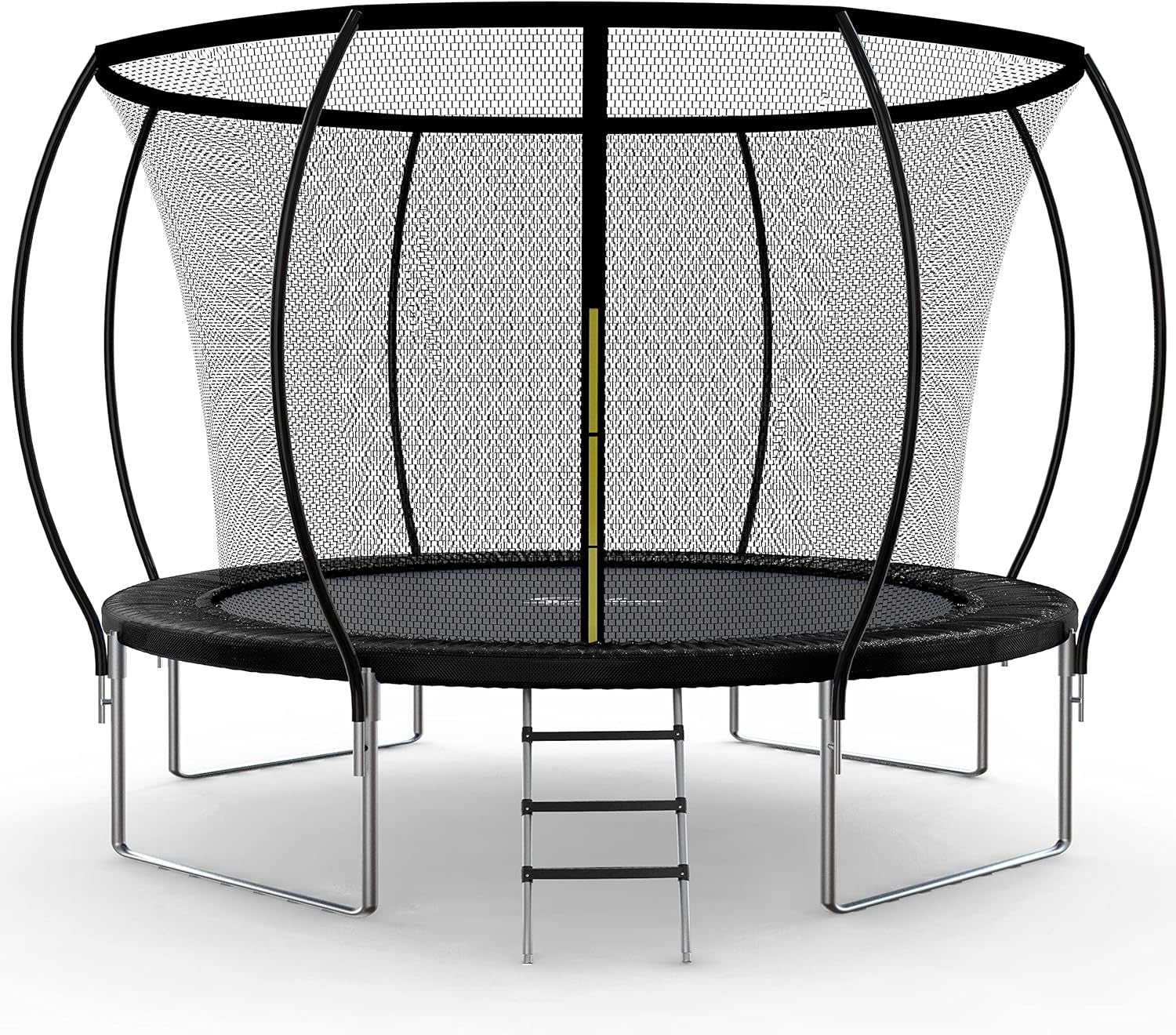 Simple Deluxe Recreational Trampoline With Enclosure Net 14Ft Wind Stakes Outdoor Trampoline For Kids And Adults Family Happy Time, Astm Approved Black 14Ft Black Polypropylene