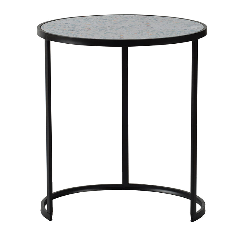 Set Of 2 Round End Table, Stacking Side Tables With Sturdy Metal Frame For Small Space,Living Room, Office Black Iron