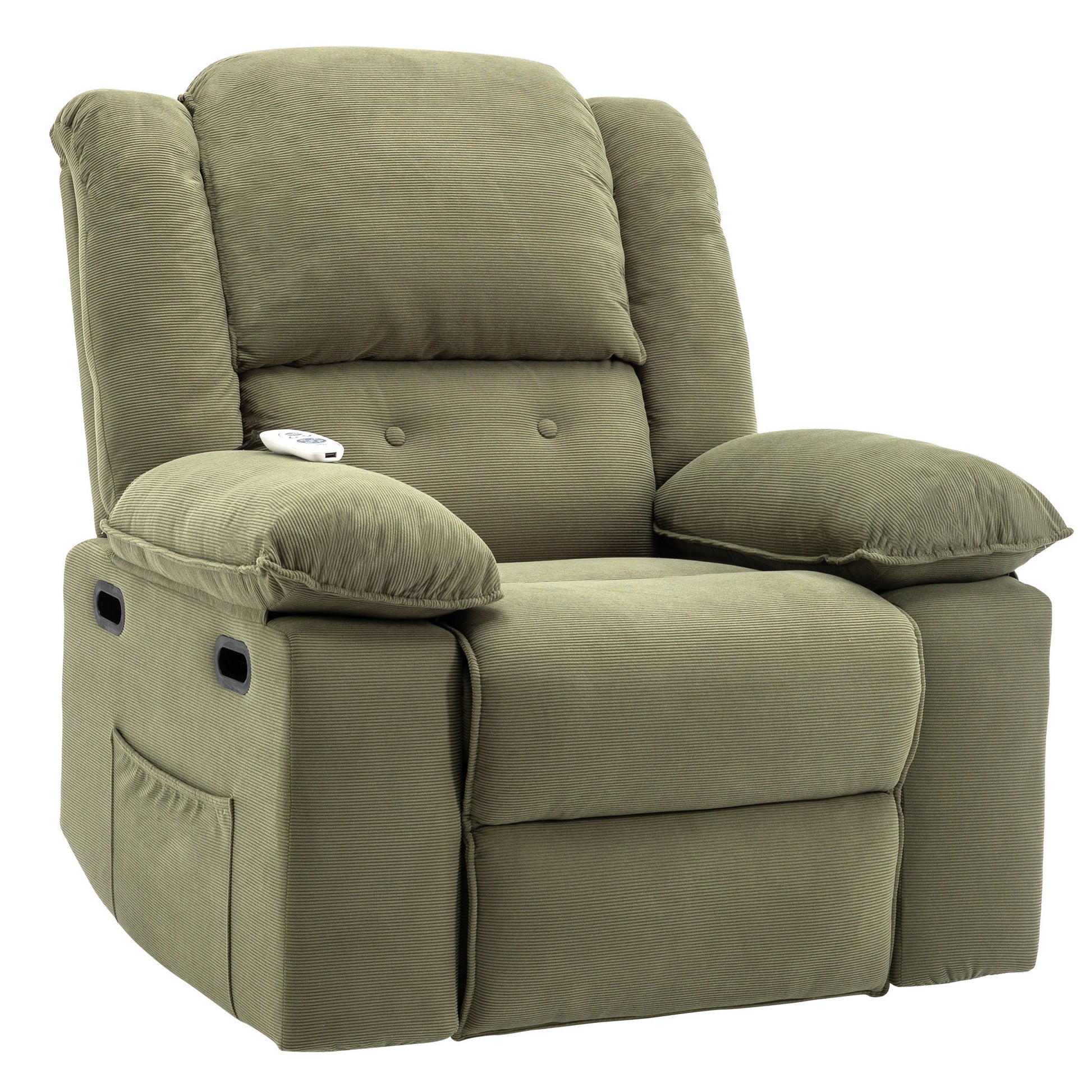 Massage Recliner,Power Lift Chair For Elderly With Adjustable Massage And Heating Function,Recliner Chair With Infinite Position And Side Pocket For Living Room ,Green Green Foam Corduroy