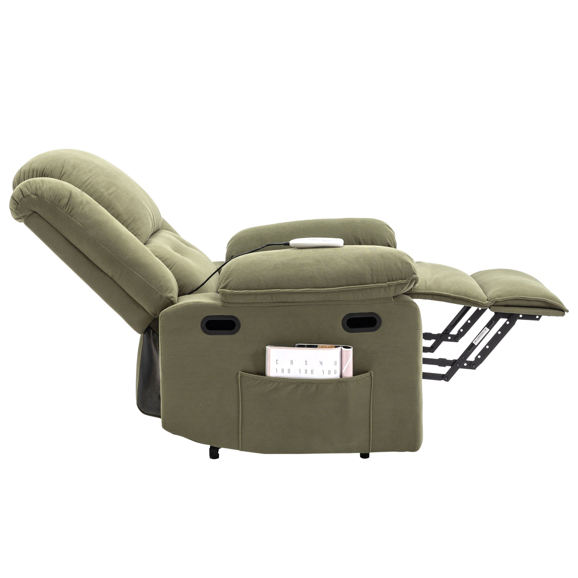 Massage Recliner,Power Lift Chair For Elderly With Adjustable Massage And Heating Function,Recliner Chair With Infinite Position And Side Pocket For Living Room ,Green Green Foam Corduroy