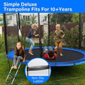 Simple Deluxe Trampoline For Kids With Safety Enclosure Net 14Ft Wind Stakes Simple Deluxe 400Lbs Weight Capacity Outdoor Backyards Trampolines With Non Slip Ladder For Children Adults Family, Blue Black Polypropylene